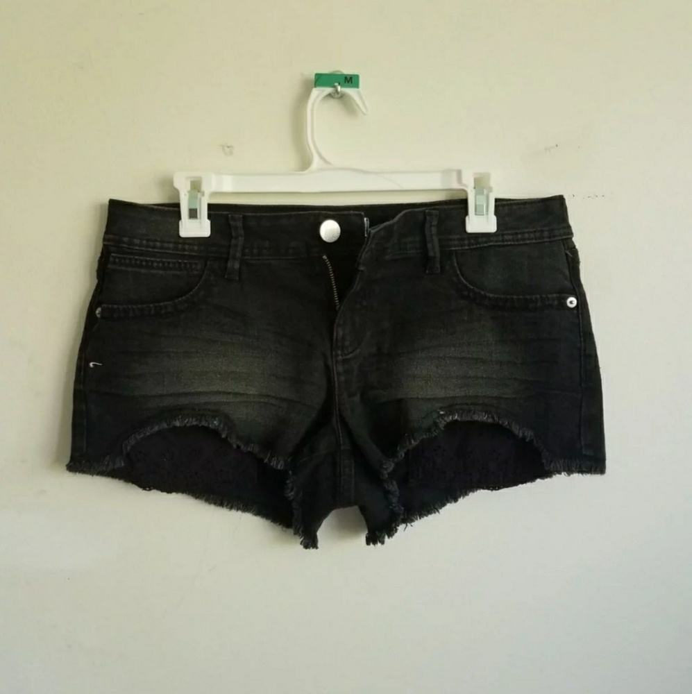 Black jean shorts